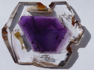 Quarzkristallscheibe mit Amethyst - Namibien