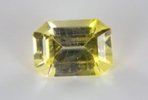 yellow anglesite from Morocco emerald cut