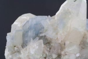 blue baryte crystals on calcite