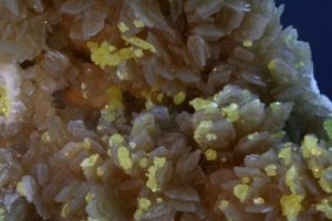 crystals of barite and sulfur from Machow mine in Tarnobrzeg, Poland