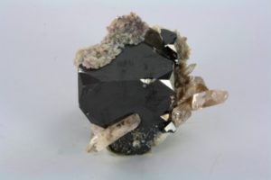 bixbyite crystal with topaz from Thomas Range, Utah in the U.S.