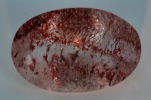 inclusions of lepidocrocite and goethite in a Brazilian quartz oval cut