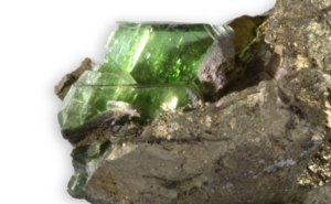 green ludlamite crystal from Salsigne in France