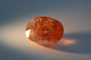 sunstone from Tanzania with confetti of hematite sequins