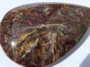 pear cabochon of yellow and red pietersite from China