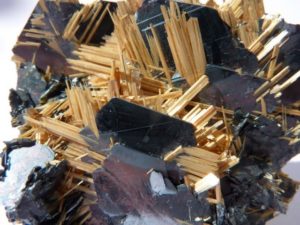 rutile in needles on hematite from Brazil