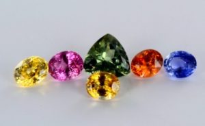 sapphires of different colors from Sri Lanka